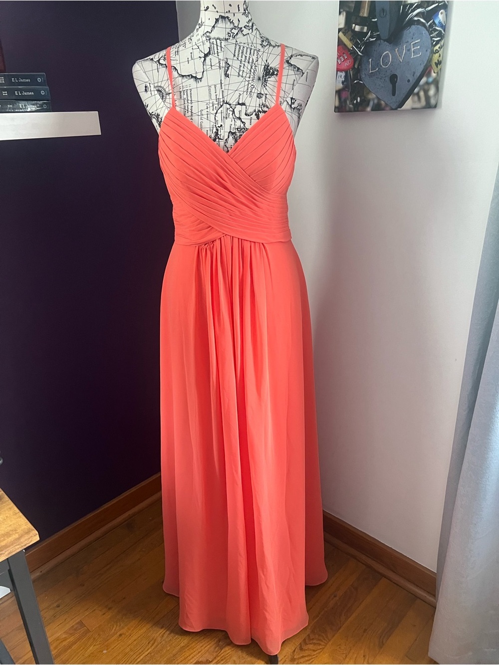 Azazie Coral Spaghetti-Strap Maxi Dress
